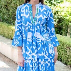 Sheridan French Caty dress in blue peacock